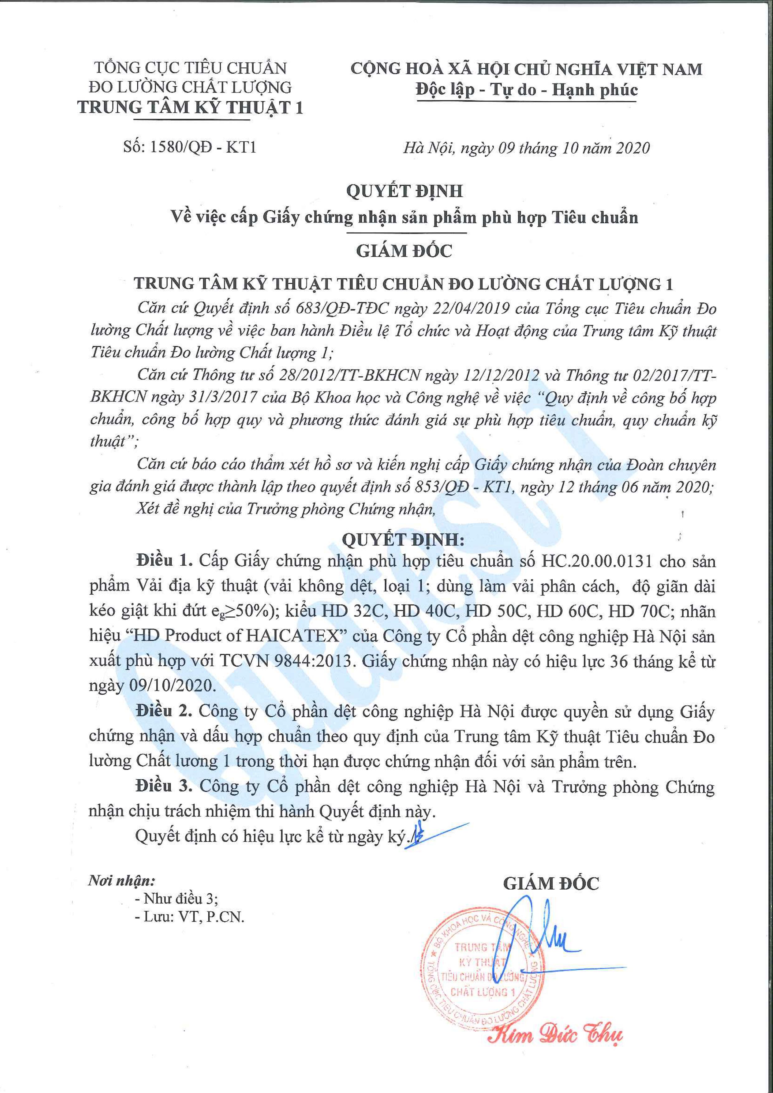 Chứng nhận Hợp chuẩn TCVN